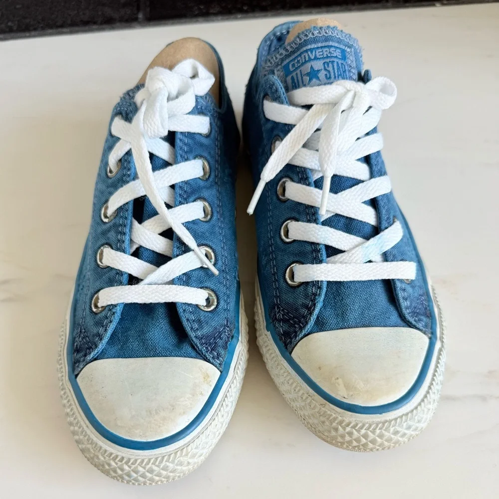 Converse Chuck Taylor All Star Low Canvas Distressed Jeans Sneakers Shoes Size 4